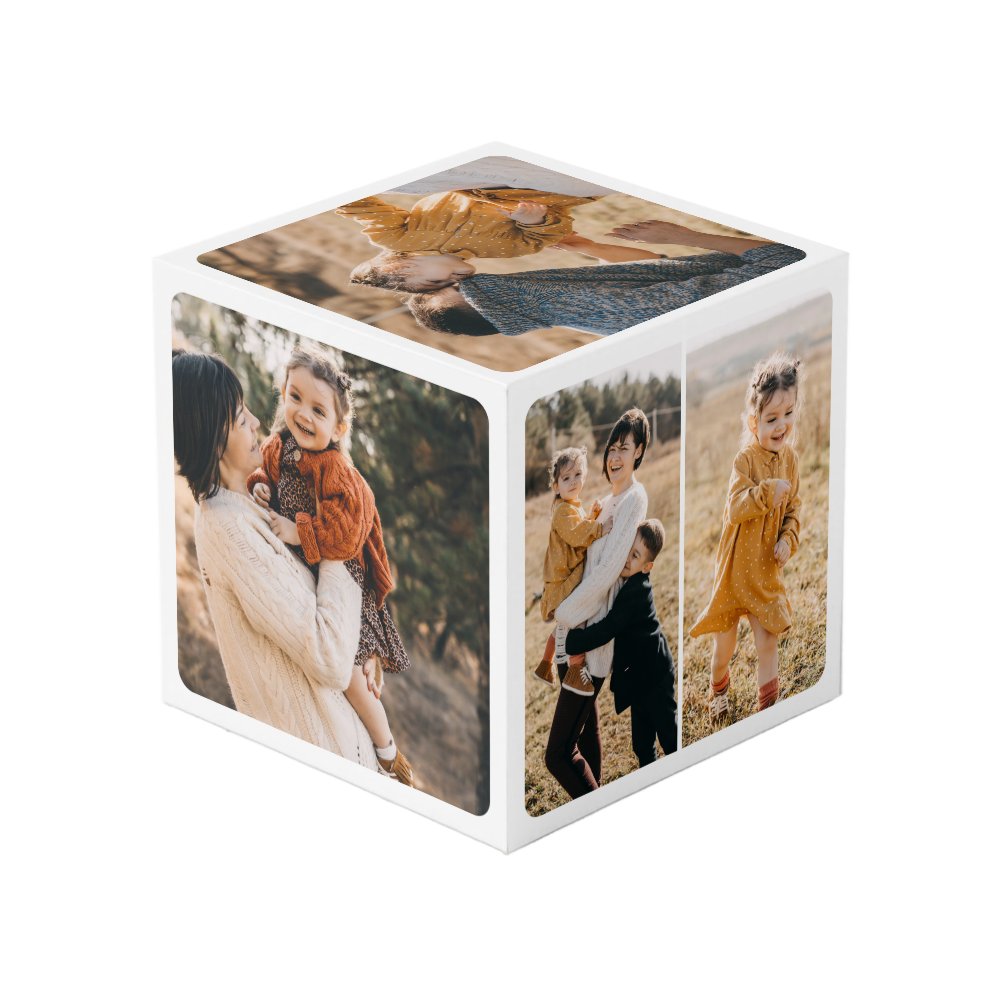 Disover Minimal Modern Multiple Photo Collage Monogram Cube