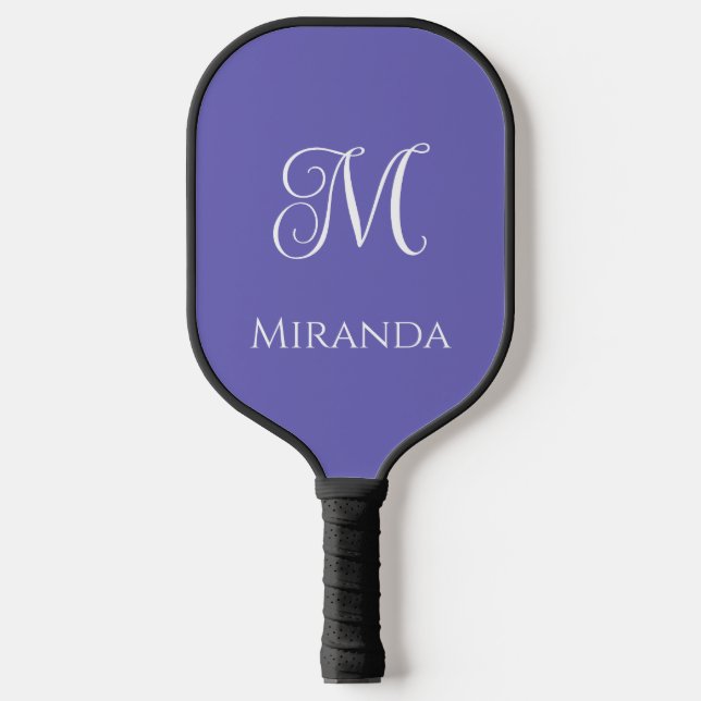 Minimal Modern Name & Monogram in Purple Lavender Pickleball Paddle (Front)