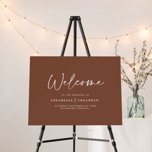 Minimal modern natural brown welcome wedding foam board