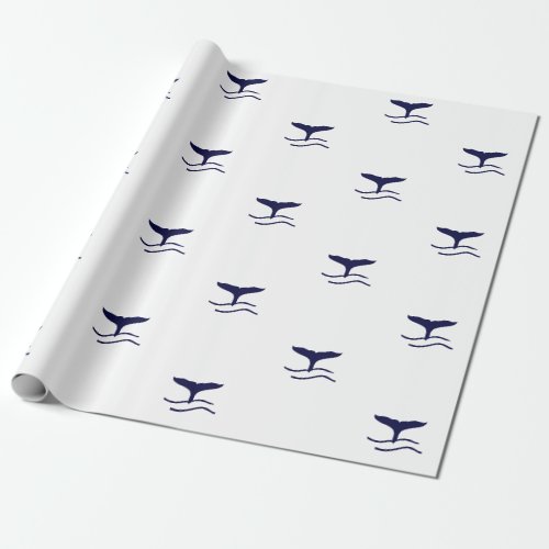 Minimal Modern Nautical Blue Whale Coastal Wrapping Paper