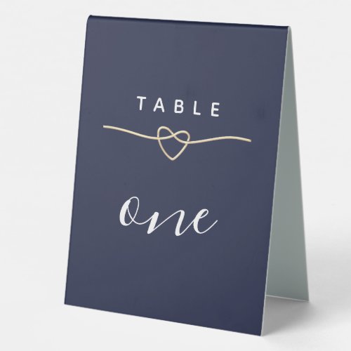Minimal Modern Navy Blue Wedding Table Number Table Tent Sign