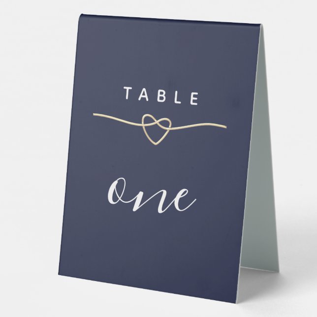 Minimal Modern Navy Blue Wedding Table Number Tent (Back)