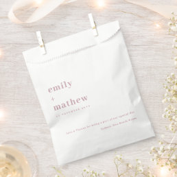 Minimal Modern Navy Dusky Pink Typography Wedding Favor Bag