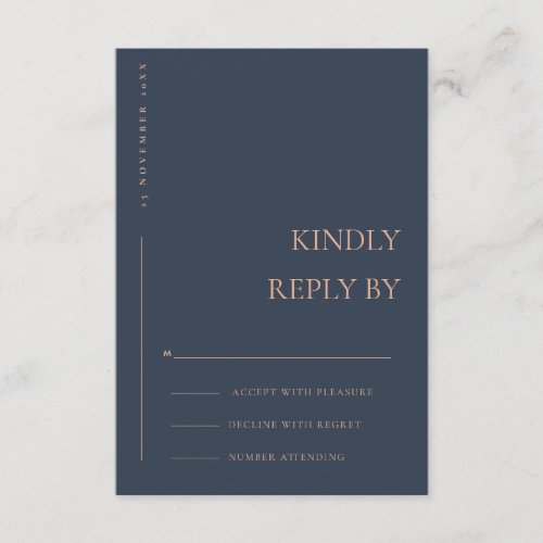 Minimal Modern Navy Rust Typography Wedding RSVP Enclosure Card