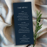 Minimal Modern Navy Typography Wedding Menu Card<br><div class="desc">If you need any further customisation please feel free to message me on yellowfebstudio@gmail.com.</div>