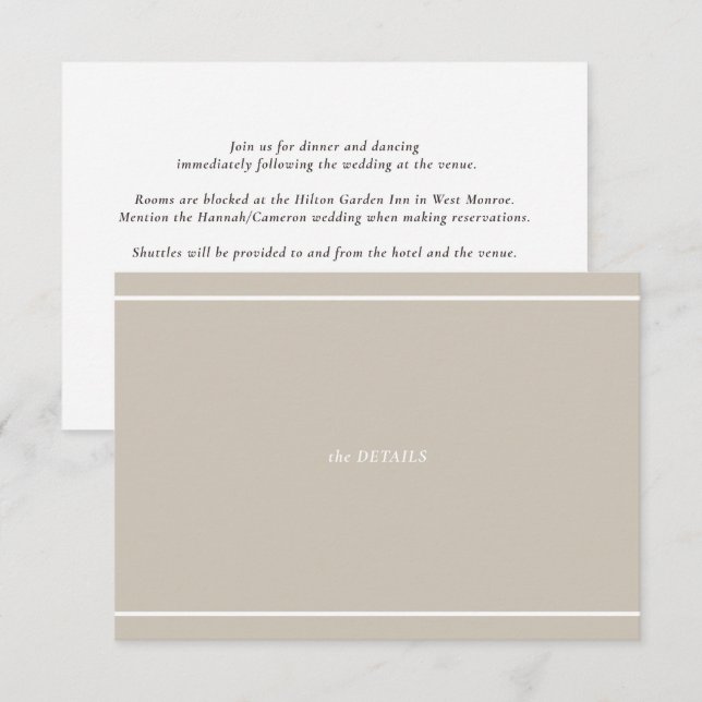 Minimal Modern Neutral Greige & Espresso Simple Enclosure Card (Front/Back)
