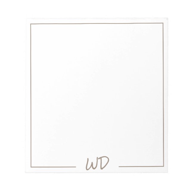 Minimal Modern Neutral Monogrammed Initials Notepad (Front)