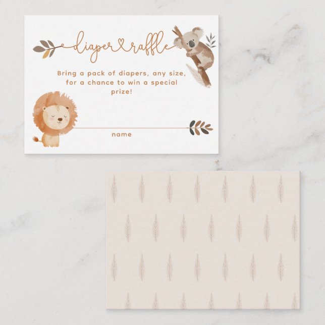 Minimal Modern Neutral Safari Animal Baby Shower Enclosure Card (Front/Back)