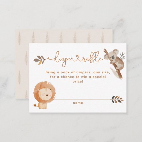 Minimal Modern Neutral Safari Animal Baby Shower Enclosure Card