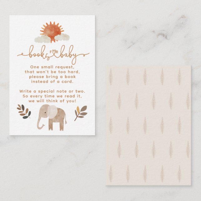 Minimal Modern Neutral Safari Animal Baby Shower Enclosure Card (Front/Back)