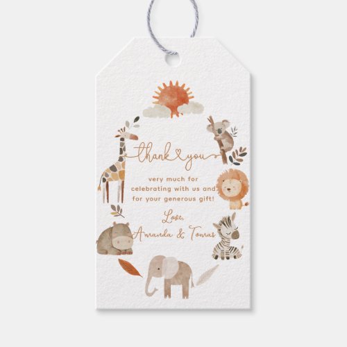 Minimal Modern Neutral Safari Animal Baby Shower Gift Tags