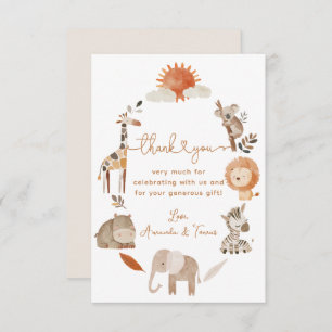 Minimal Modern Neutral Safari Animal Baby Shower Thank You Card