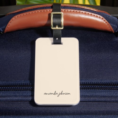 Minimal Modern Off White Cream Monogram Full Name Luggage Tag