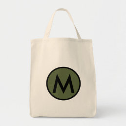 Minimal Modern Olive Green Black Monogram Tote Bag