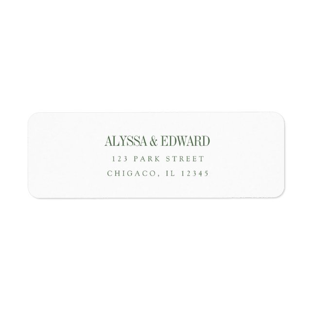 Minimal Modern Olive Green Custom Names Wedding Label (Front)