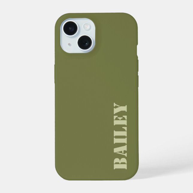 Minimal & Modern Olive Green Customizable  Iphone Case (Back)