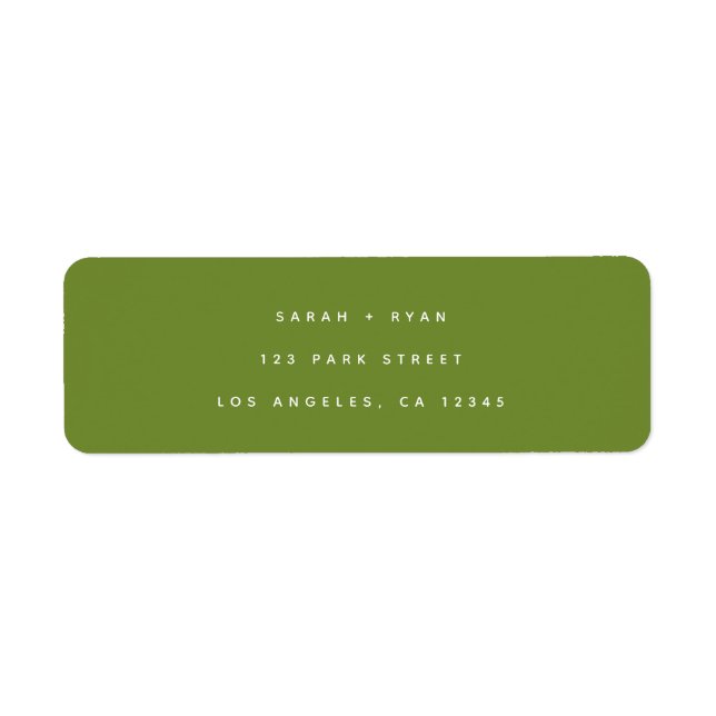 Minimal Modern Olive Green Wedding Return Address Label (Front)