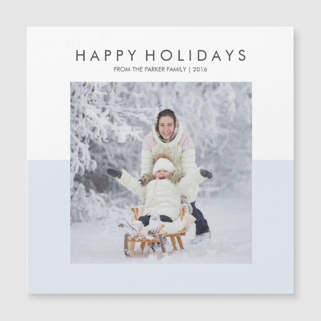 Minimal Modern Pastel Blue and White Holiday Photo (Front)