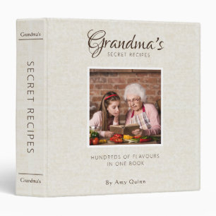 Minimal Modern Personalize Photo & Texts Recipes 3 Ring Binder
