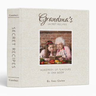 Minimal Modern Personalize Photo & Texts Recipes 3 Ring Binder