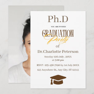 Minimal Modern PhD Graduation Party Invitation