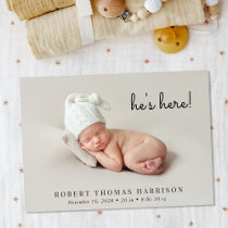 Minimal Modern Photo Birth Announcement