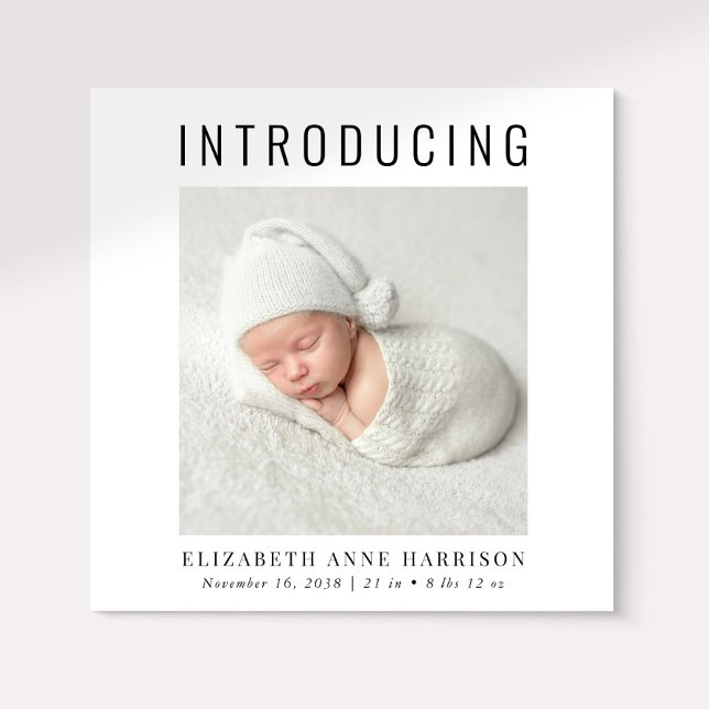 Minimal Modern Photo Birth Announcement (Announce the arrival of your precious baby in a way that is as beautiful and unique as they are)