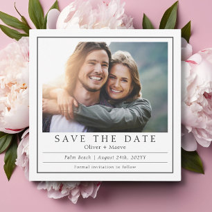 Minimal Modern Photo Black White Save The Date
