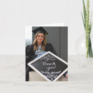 Minimal Modern Photo Blank Budget Graduation Letterpress Thank You Card