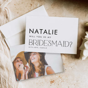 Minimal Modern Photo Bridesmaid Proposal Card