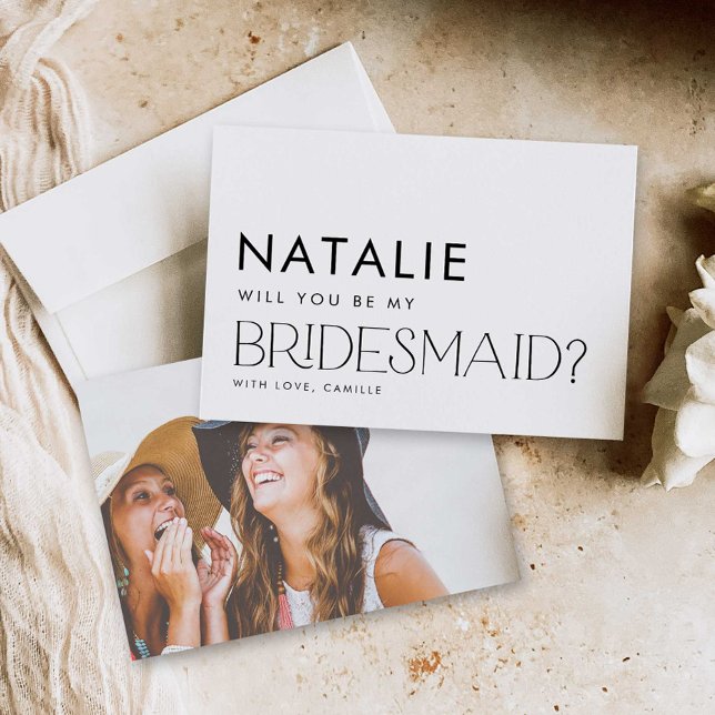 Minimal Modern Photo Bridesmaid Proposal Card (Modern Minimal Photo Bridesmaid Proposal Card)