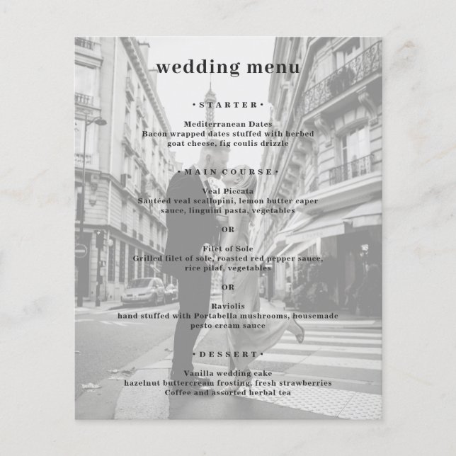Minimal Modern Photo Budget Wedding Menu Flyer (Front)