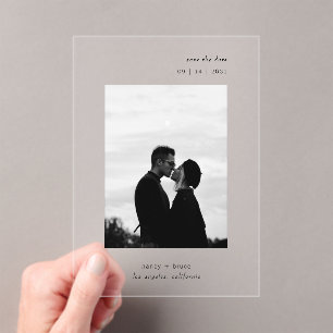 Minimal Modern Photo Clear Wedding Save the Date