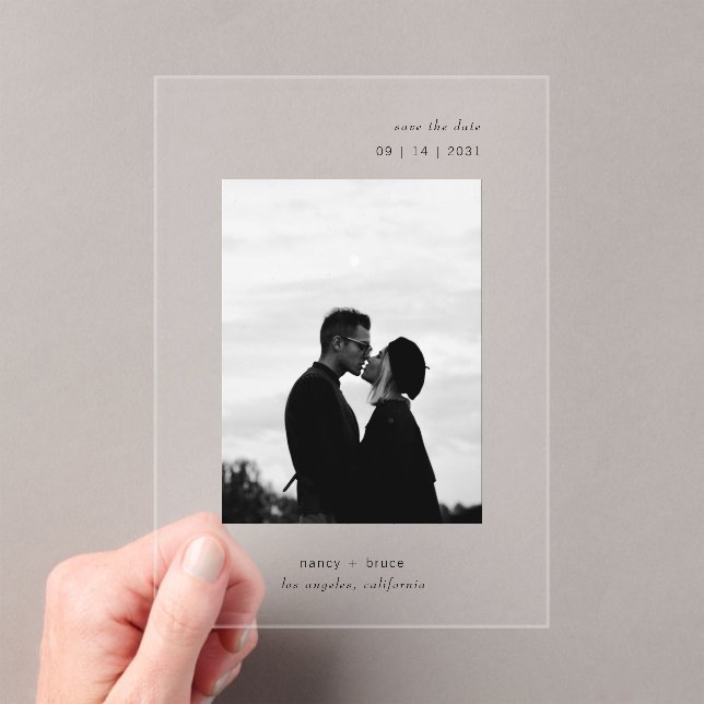 Minimal Modern Photo Clear Wedding Save the Date (Insitu (Handheld))