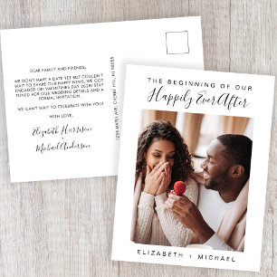 Minimal Modern Photo Engagement Announcement Postcard