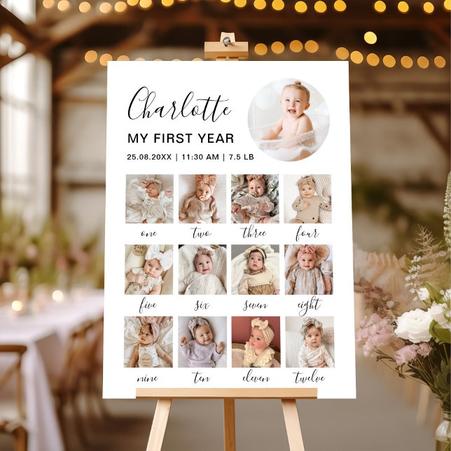 Minimal Modern Photo First Year Milestone Sign (Creator Uploaded)