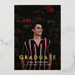 Minimal Modern Photo Graduation Foil Announcement