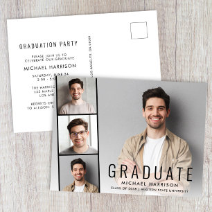 Minimal Modern Photo Graduation Party Invitation Postcard