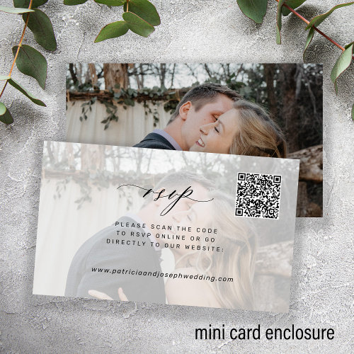 Minimal modern photo QR code wedding RSVP Enclosure Card