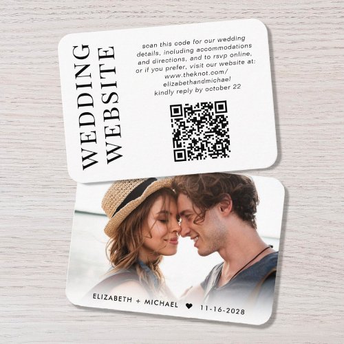 Minimal Modern Photo QR Code Wedding Website Enclosure Card