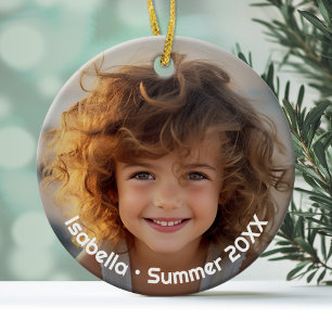 Minimal Modern Photo - Retro Text - Personal Ceramic Ornament