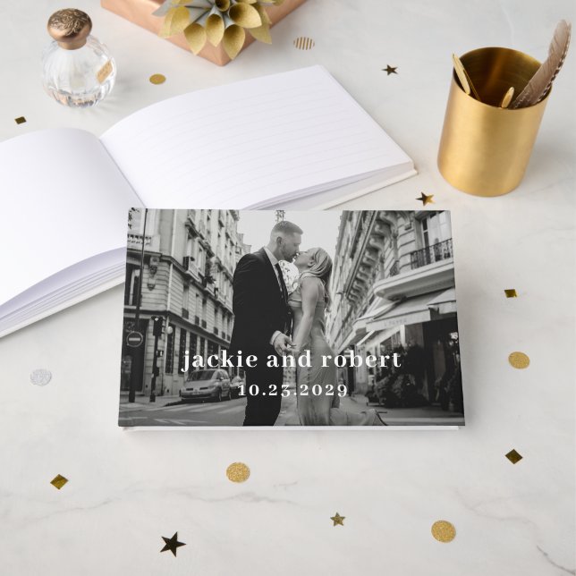 Minimal Modern Photo Wedding Guest Book (Front Open)
