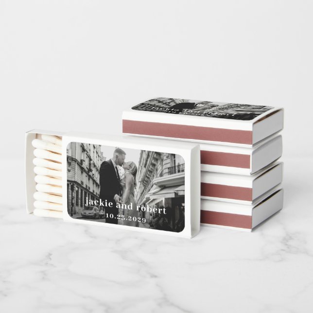 Minimal Modern Photo Wedding Matchboxes (Stacked)