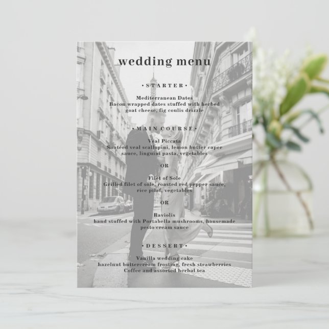 Minimal Modern Photo Wedding Menu (Standing Front)