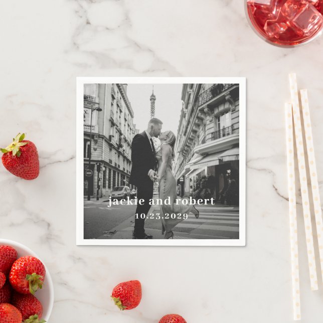 Minimal Modern Photo Wedding Napkins (Insitu)