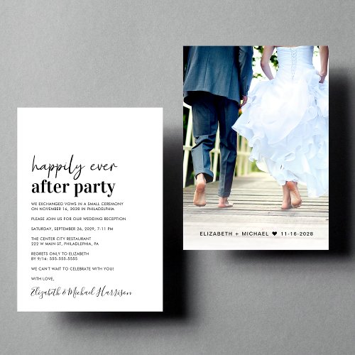 Minimal Modern Photo Wedding Reception Invitation