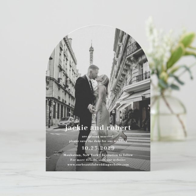 Minimal Modern Photo Wedding Save The Date (Standing Front)