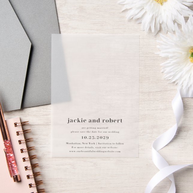 Minimal Modern Photo Wedding Save the Date Vellum Invitations (Wedding)