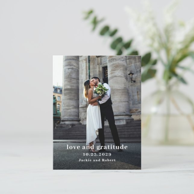 Minimal Modern Photo Wedding Thank You Card (Standing Front)