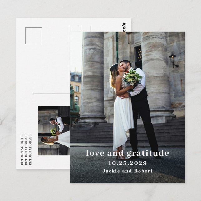 Minimal Modern Photo Wedding Thank You Card (Front/Back)
